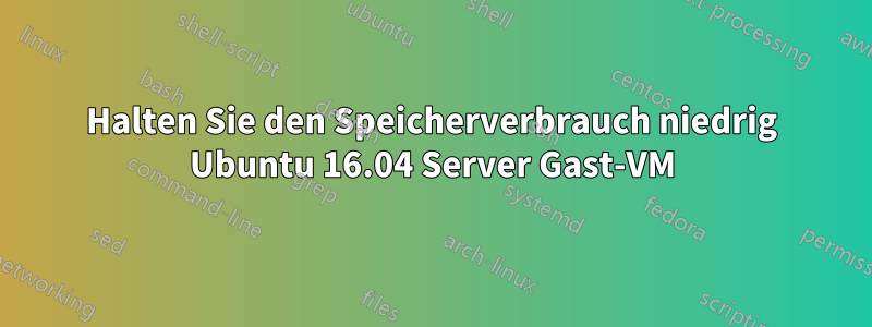 Halten Sie den Speicherverbrauch niedrig Ubuntu 16.04 Server Gast-VM