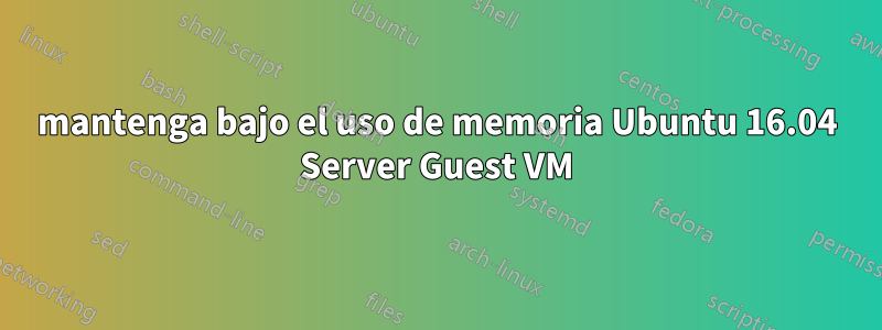 mantenga bajo el uso de memoria Ubuntu 16.04 Server Guest VM