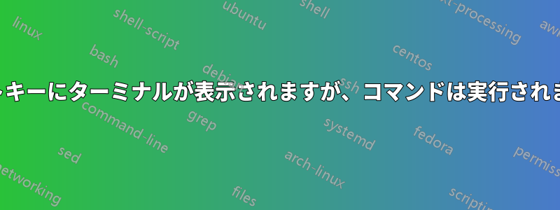 ホットキーにターミナルが表示されますが、コマンドは実行されません