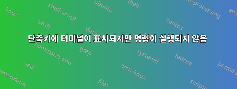 단축키에 터미널이 표시되지만 명령이 실행되지 않음