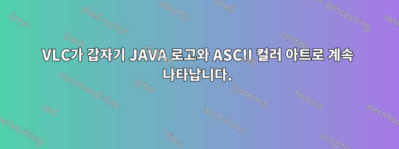 VLC가 갑자기 JAVA 로고와 ASCII 컬러 아트로 계속 나타납니다.