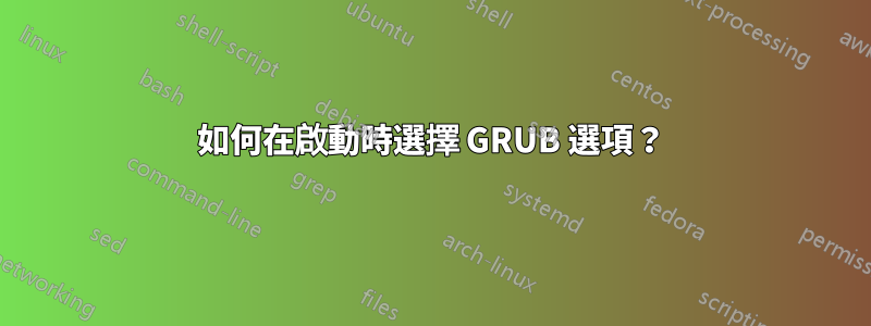 如何在啟動時選擇 GRUB 選項？