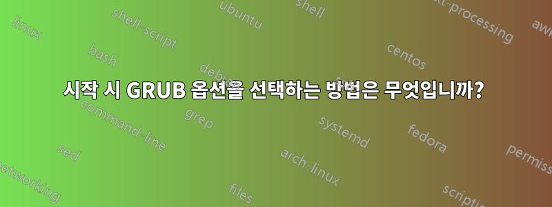 시작 시 GRUB 옵션을 선택하는 방법은 무엇입니까?