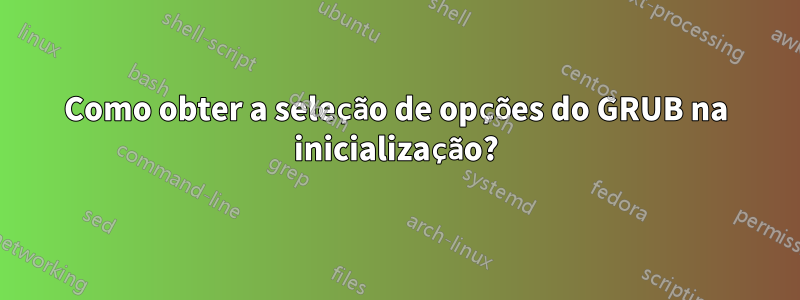 Como obter a seleção de opções do GRUB na inicialização?
