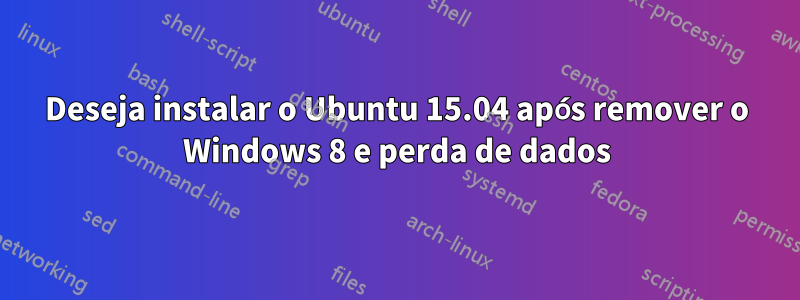 Deseja instalar o Ubuntu 15.04 após remover o Windows 8 e perda de dados