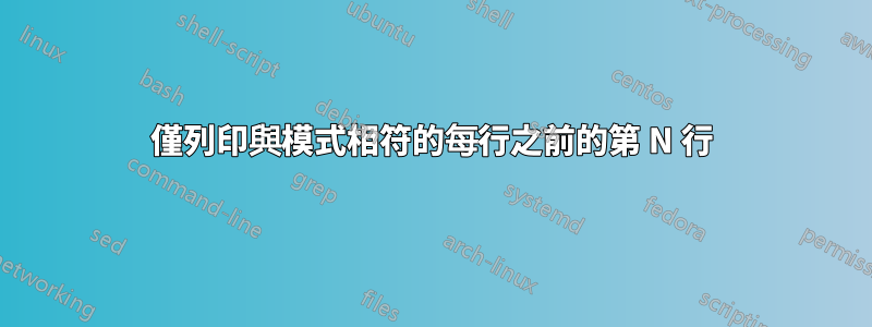 僅列印與模式相符的每行之前的第 N 行