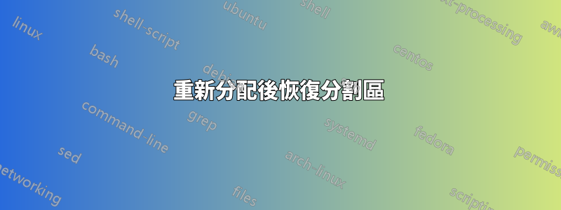 重新分配後恢復分割區