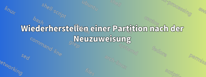 Wiederherstellen einer Partition nach der Neuzuweisung