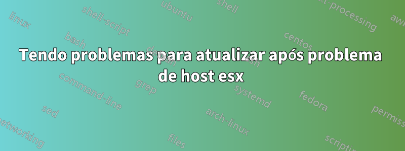 Tendo problemas para atualizar após problema de host esx