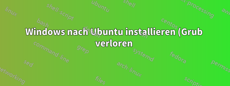 Windows nach Ubuntu installieren (Grub verloren)