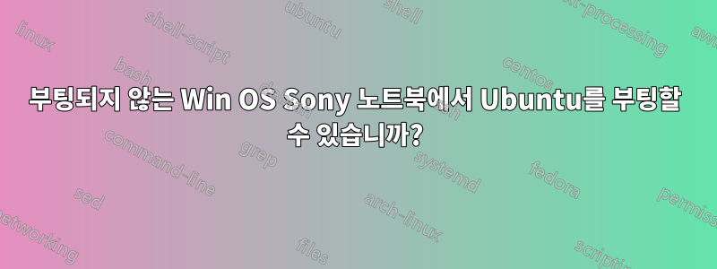 부팅되지 않는 Win OS Sony 노트북에서 Ubuntu를 부팅할 수 있습니까?