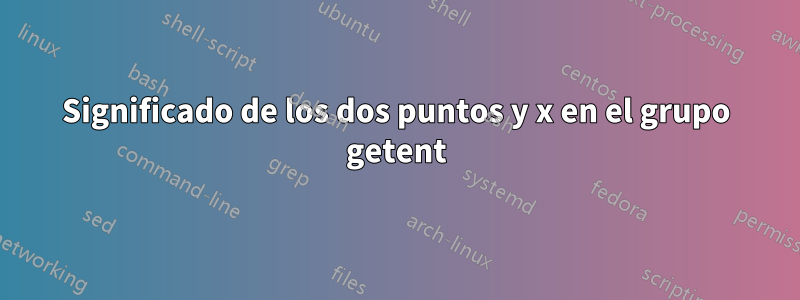 Significado de los dos puntos y x en el grupo getent