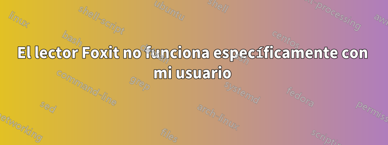 El lector Foxit no funciona específicamente con mi usuario