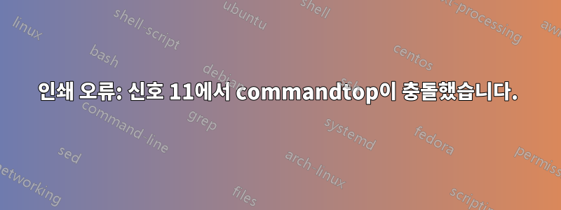 인쇄 오류: 신호 11에서 commandtop이 충돌했습니다.