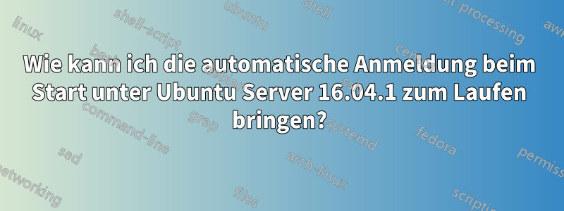 Wie kann ich die automatische Anmeldung beim Start unter Ubuntu Server 16.04.1 zum Laufen bringen?