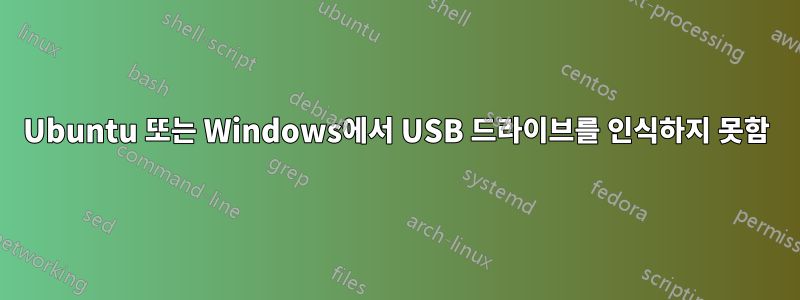 Ubuntu 또는 Windows에서 USB 드라이브를 인식하지 못함