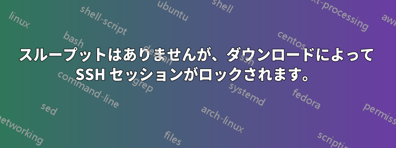 スループットはありませんが、ダウンロードによって SSH セッションがロックされます。