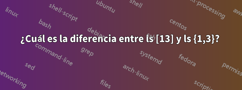 ¿Cuál es la diferencia entre ls [13] y ls {1,3}?