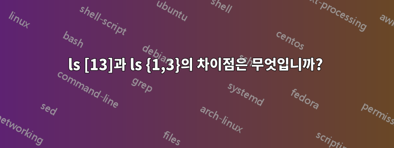 ls [13]과 ls {1,3}의 차이점은 무엇입니까?