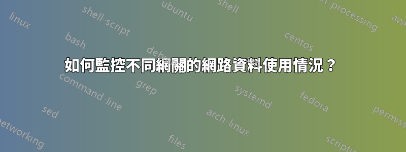 如何監控不同網關的網路資料使用情況？