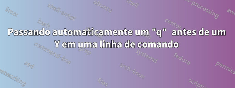 Passando automaticamente um "q" antes de um Y em uma linha de comando