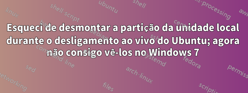 Esqueci de desmontar a partição da unidade local durante o desligamento ao vivo do Ubuntu; agora não consigo vê-los no Windows 7