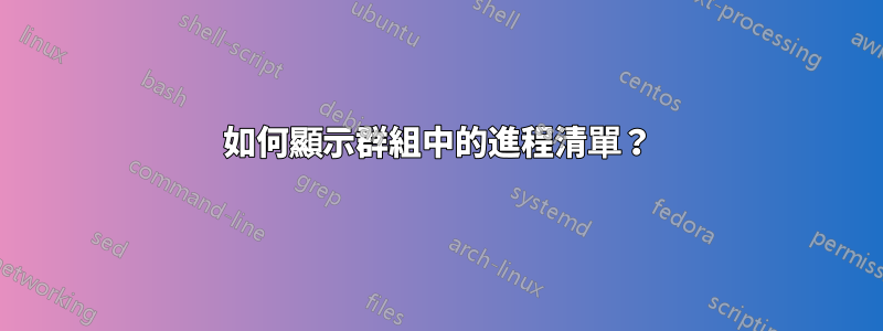 如何顯示群組中的進程清單？