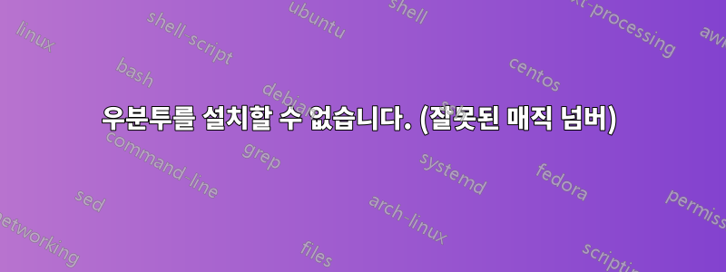 우분투를 설치할 수 없습니다. (잘못된 매직 넘버)