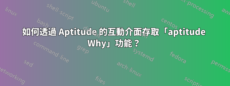 如何透過 Aptitude 的互動介面存取「aptitude Why」功能？