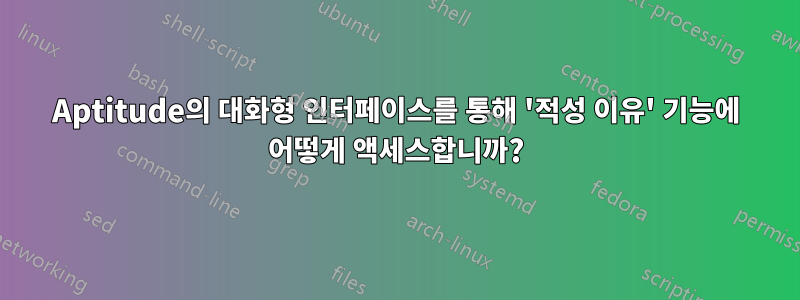 Aptitude의 대화형 인터페이스를 통해 '적성 이유' 기능에 어떻게 액세스합니까?