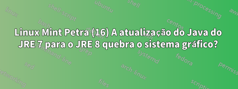 Linux Mint Petra (16) A atualização do Java do JRE 7 para o JRE 8 quebra o sistema gráfico?