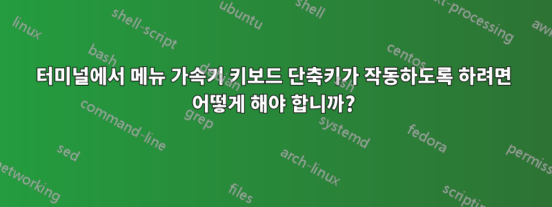 터미널에서 메뉴 가속기 키보드 단축키가 작동하도록 하려면 어떻게 해야 합니까?