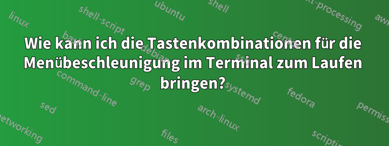 Wie kann ich die Tastenkombinationen für die Menübeschleunigung im Terminal zum Laufen bringen?