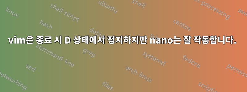 vim은 종료 시 D 상태에서 정지하지만 nano는 잘 작동합니다.