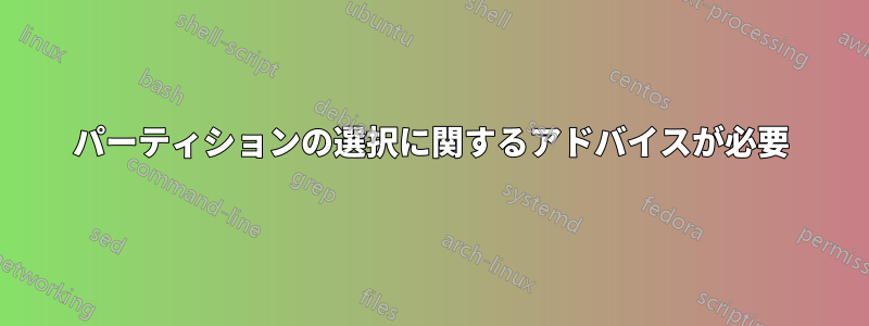 パーティションの選択に関するアドバイスが必要