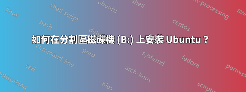 如何在分割區磁碟機 (B:) 上安裝 Ubuntu？ 