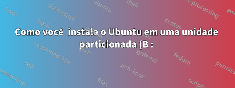 Como você instala o Ubuntu em uma unidade particionada (B :)?