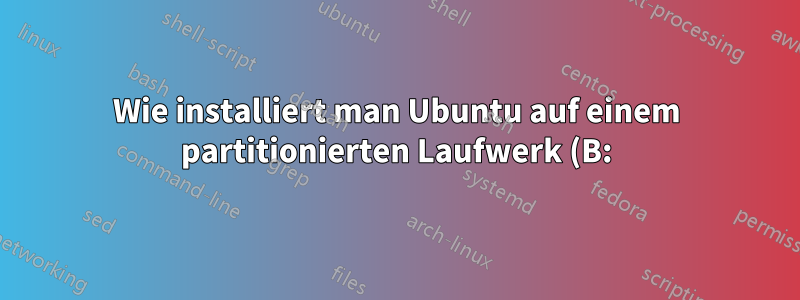 Wie installiert man Ubuntu auf einem partitionierten Laufwerk (B:)?