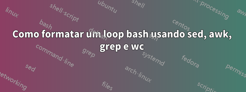 Como formatar um loop bash usando sed, awk, grep e wc