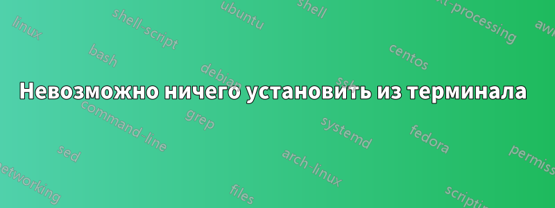 Невозможно ничего установить из терминала 