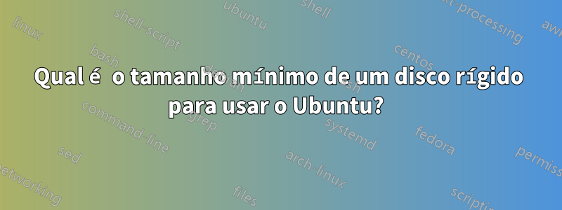 Qual é o tamanho mínimo de um disco rígido para usar o Ubuntu? 