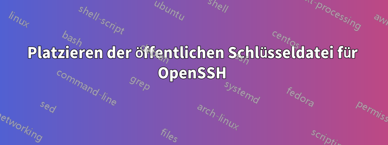 Platzieren der öffentlichen Schlüsseldatei für OpenSSH