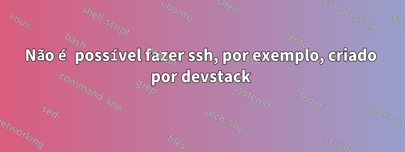 Não é possível fazer ssh, por exemplo, criado por devstack