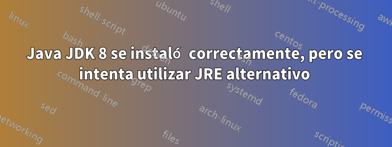 Java JDK 8 se instaló correctamente, pero se intenta utilizar JRE alternativo