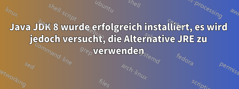 Java JDK 8 wurde erfolgreich installiert, es wird jedoch versucht, die Alternative JRE zu verwenden