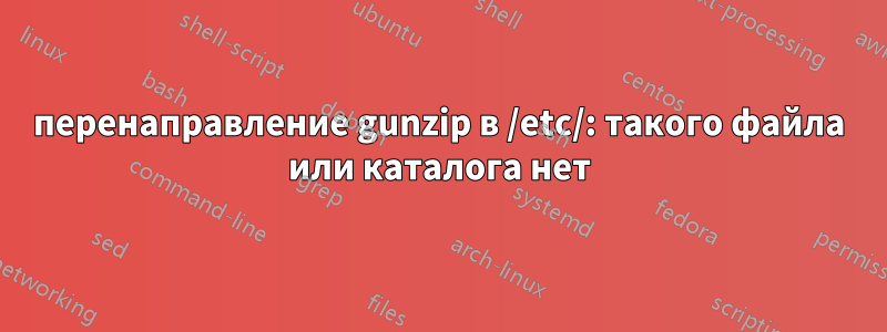 перенаправление gunzip в /etc/: такого файла или каталога нет