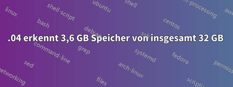 16.04 erkennt 3,6 GB Speicher von insgesamt 32 GB