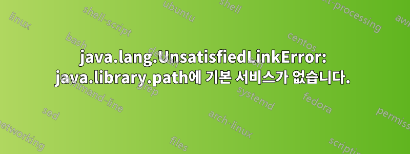 java.lang.UnsatisfiedLinkError: java.library.path에 기본 서비스가 없습니다.