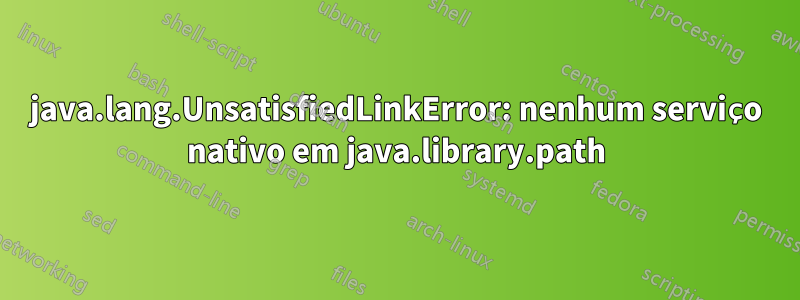 java.lang.UnsatisfiedLinkError: nenhum serviço nativo em java.library.path