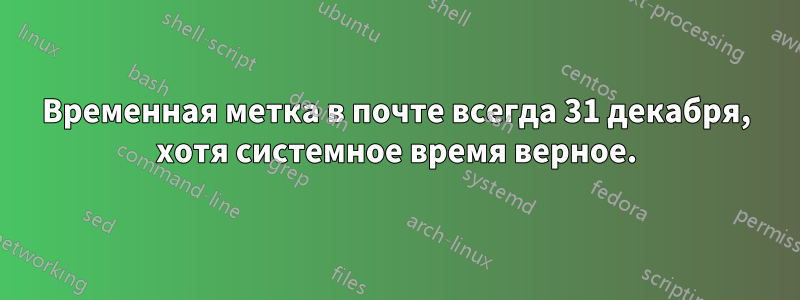 Временная метка в почте всегда 31 декабря, хотя системное время верное.